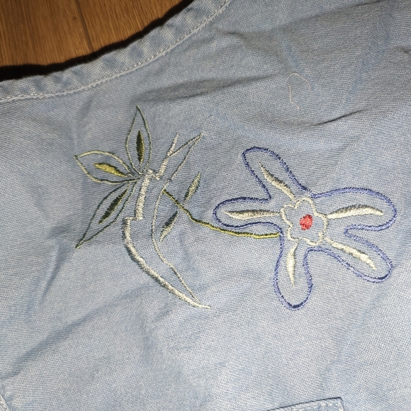 Vintage Embroidered Jean Denim Dress & Button Up Top 2 Piece Set Outfit Large - Picture 4 of 13
